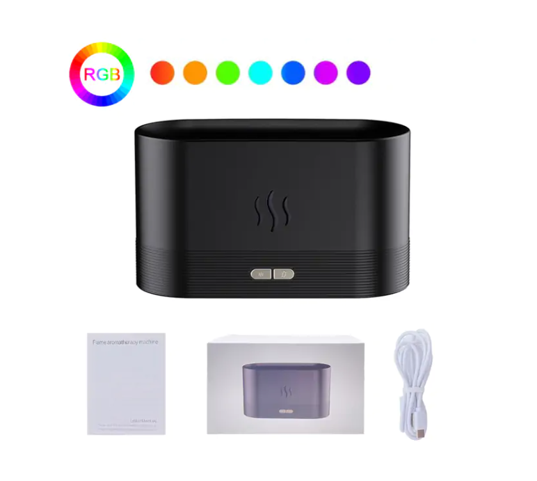 Difusor USB con efecto llama, humidificador ultrasónico de 180 ml.