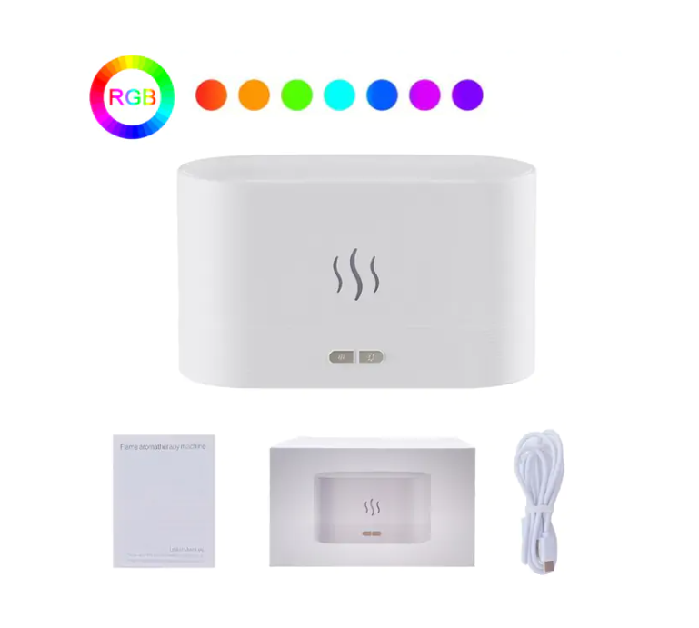 Difusor USB con efecto llama, humidificador ultrasónico de 180 ml.