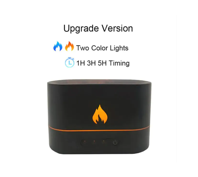 Difusor USB con efecto llama, humidificador ultrasónico de 180 ml.