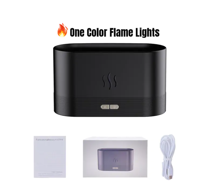 Difusor USB con efecto llama, humidificador ultrasónico de 180 ml.