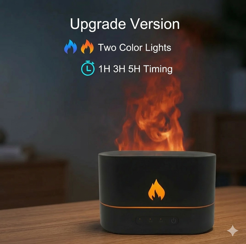 Difusor USB con efecto llama, humidificador ultrasónico de 180 ml.